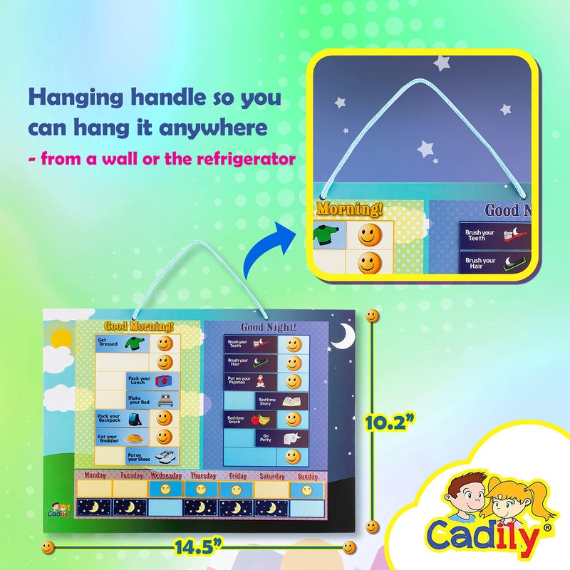 Cadily Magnetic Chore Chart for Kids at Home, Morning & Bedtime Routine Task List, Dry Erase Toddler Responsibility Chart-Hang Chore Board on Wall or Refrigerator, Visual Toddler Routine Board, Reward System - Image 5